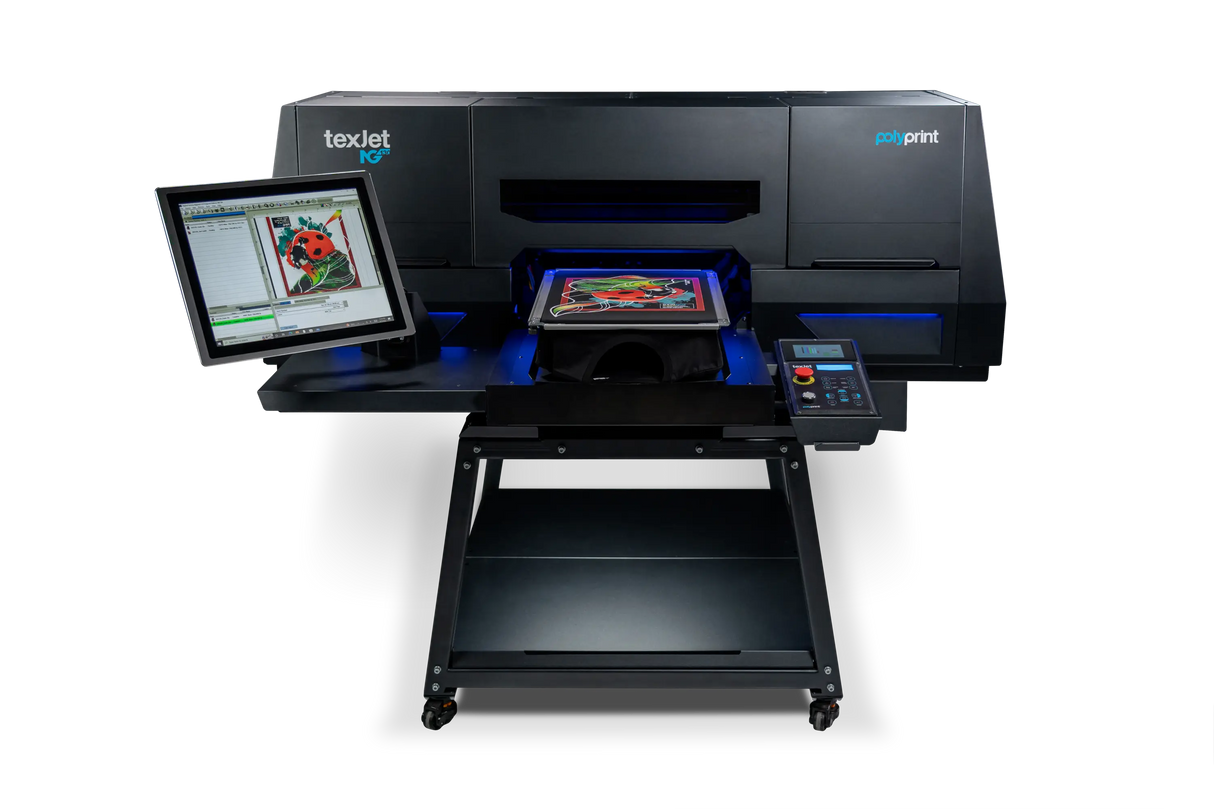 Imprimante DTG Polyprint Texjet NG 2 têtes en atelier textile