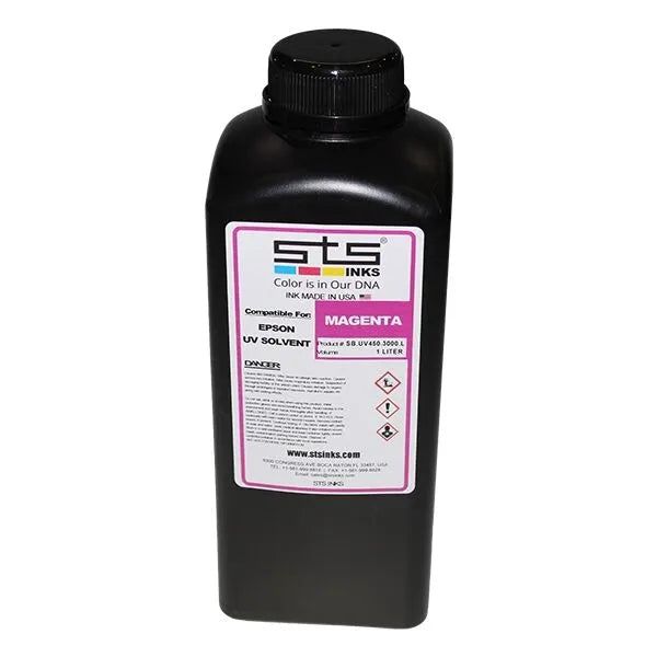 Encre magenta UV DTF STS haute opacité pour impression multicouche.