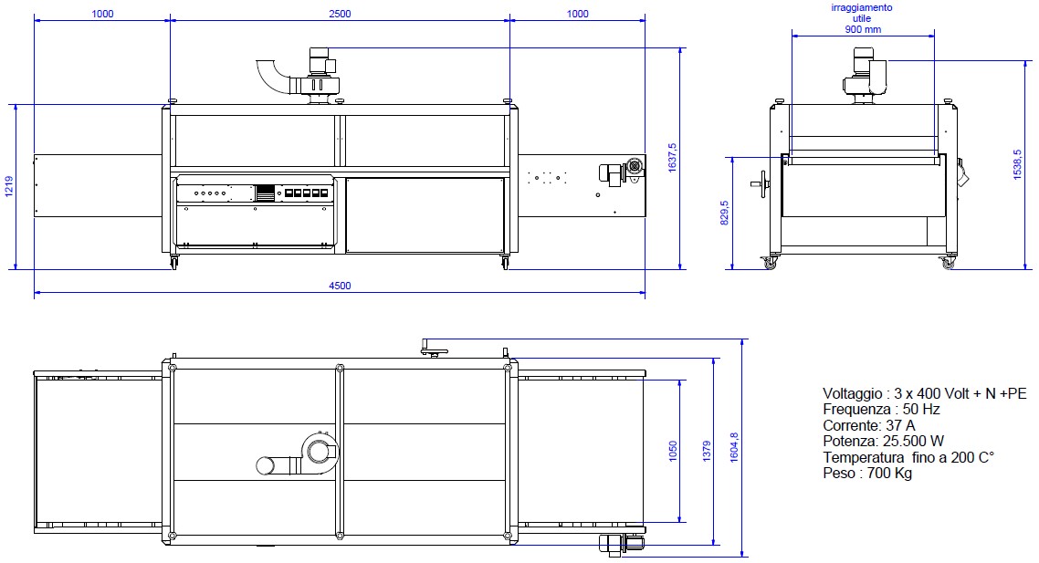 Tunnel de séchage Noir 2500 - 2.5m