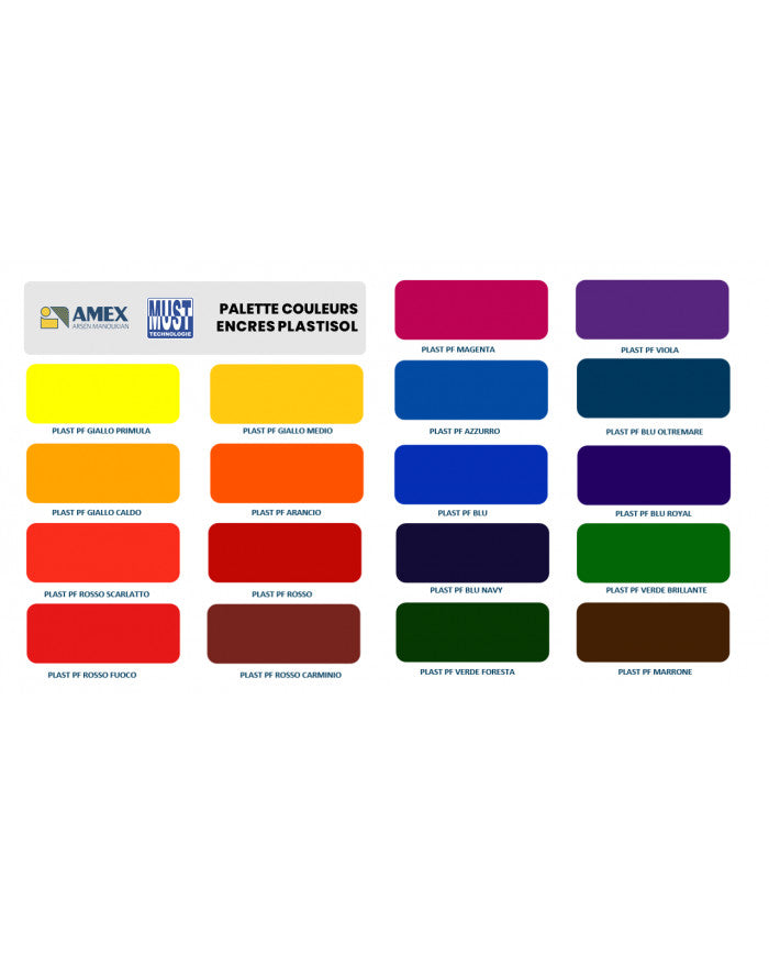 Encres de Sérigraphie Plastisol Sans Phtalate - COULEURS STANDARDS