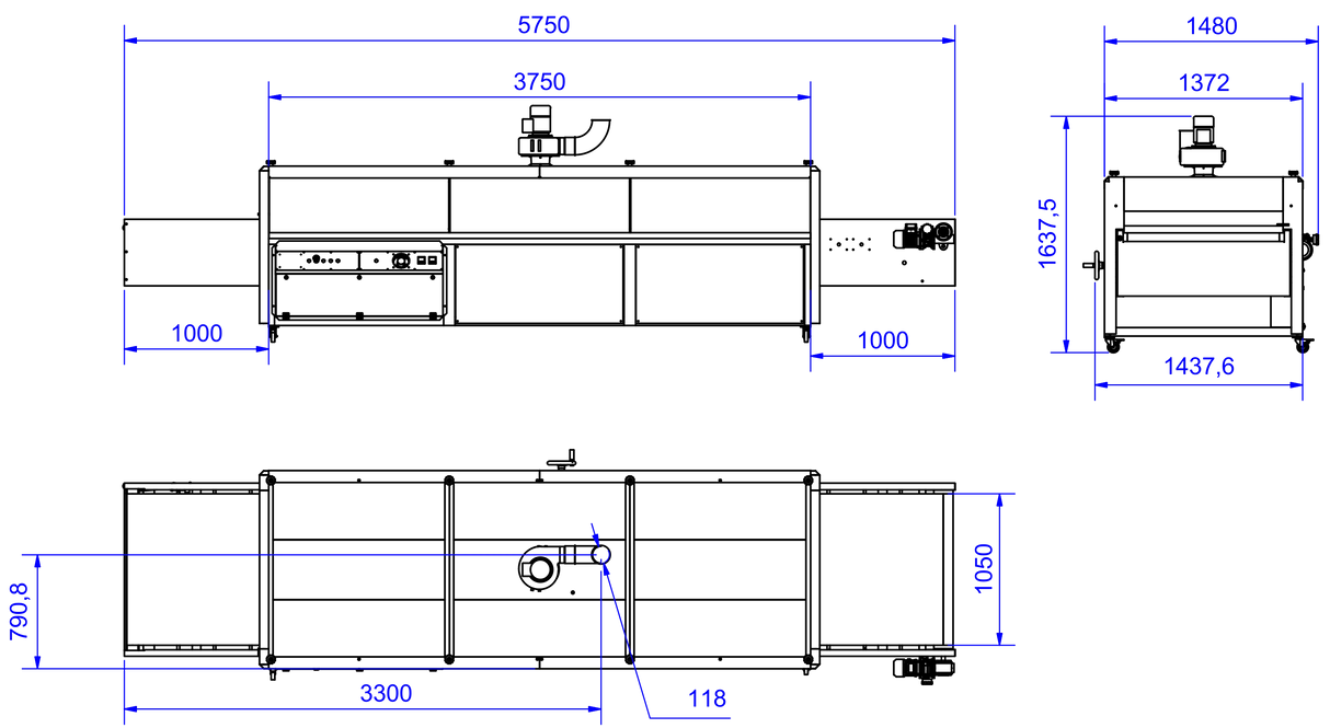 Tunnel de séchage Noir 3750 - 3.7m