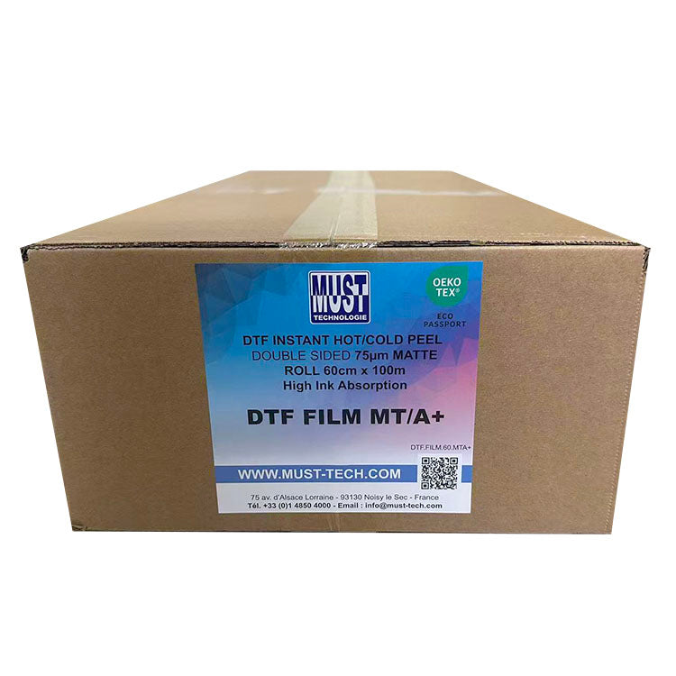 Rouleau DTF Papier Film MT/A+ pelage instantané  - double face matte - 60cm x 100m - 75µ ⭐⭐⭐⭐⭐